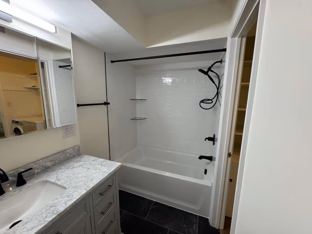 Chatham Park, after: water damage flooring walls bathroom